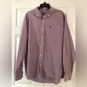 Chaps Ralph Lauren Men’s Button Down Maroon Striped Long Sleeve Shirt  Size XL
